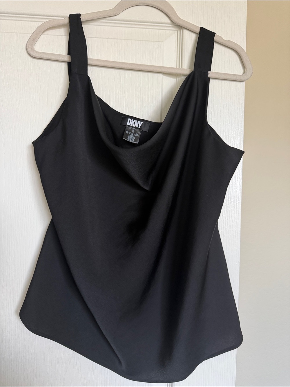 DKNY Black Cowl Neck Tank XL